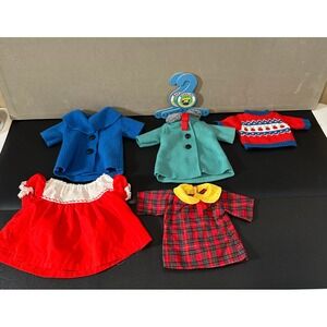 Vintage Madeline Doll Clothes Lot 5 Outfits Coats Dress Sweater Hangers Eden